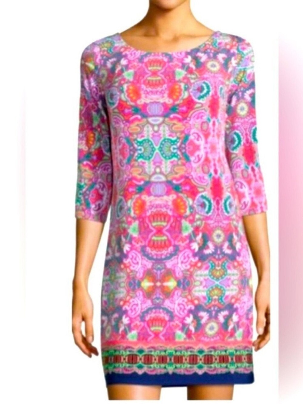LAUNDRY BY SHELLI SEGAL Pink Paisley Floral Calypso Shift Dress | SZ XS